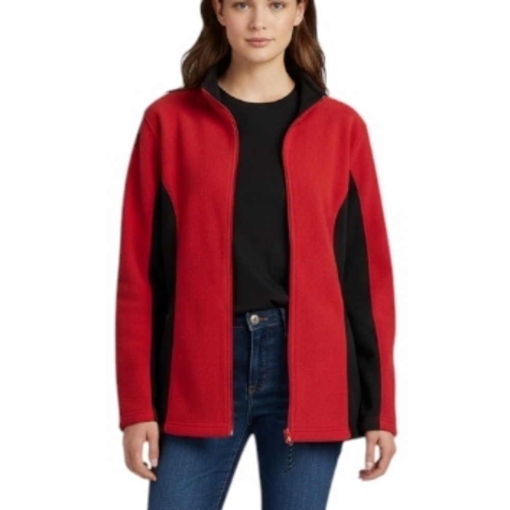 Pacer Black and Red Front Zip Fleece Jacket